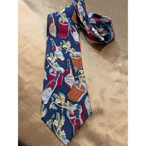 Vintage TABASCO Bloody Mary Tie Hot Sauce Celery Navy (Silk)